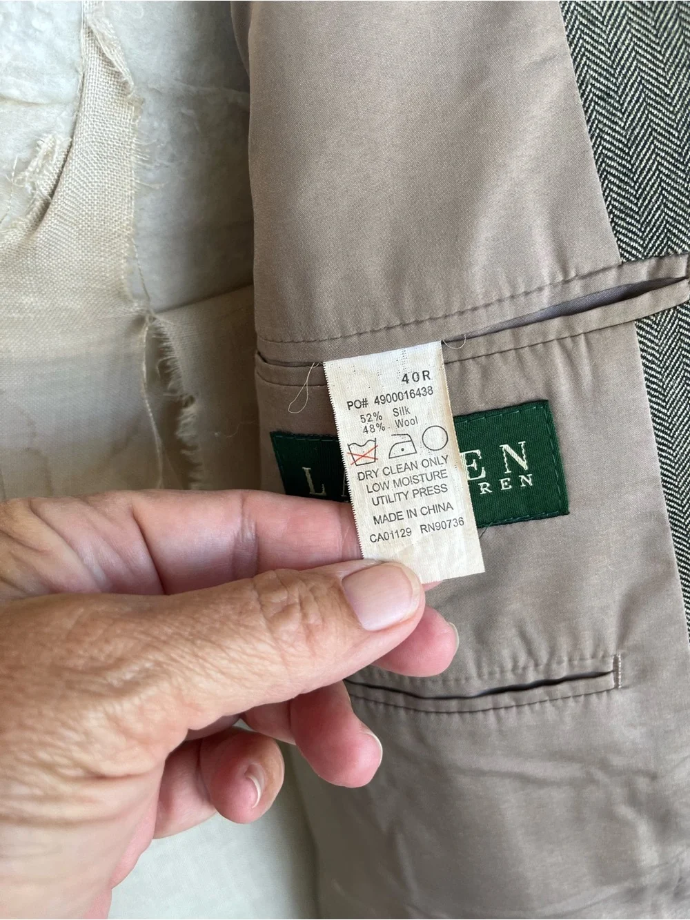Ralph Lauren Men's 40R Olive Green Single-Breasted Wool Silk Sport Coat